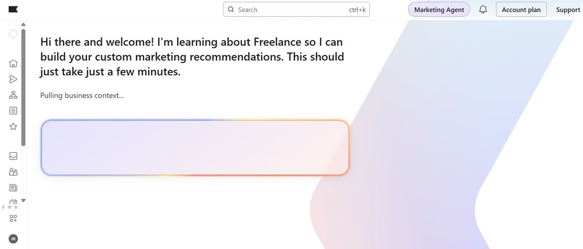 Klaviyo Marketing Agent dashboard showing AI-suggested campaign ideas with automatically generated content for email marketing automation